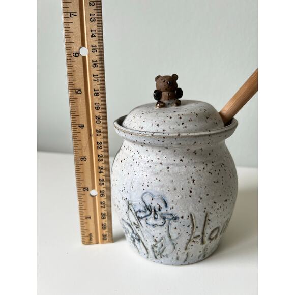 Handmade Pottery Honey Pot with Dipper - Picture 10 of 10